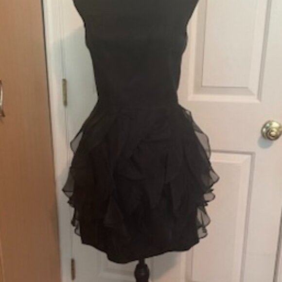 NWT! Rachel Zoe Strapless 100% Silk Black Ruffle Dress (Size 8) - Picture 2 of 16